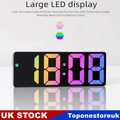 £12.99 • Buy Large Digital LED Desk Alarm Clock Snooze Temperature Date Display Dimmable USB