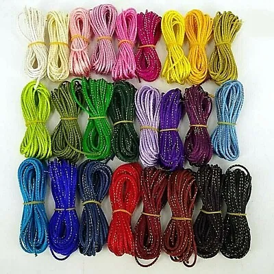Rattail Kumihimo Braiding Cord With Glitter 2 Mm Thickness Macramé Thread 1m • £1.35