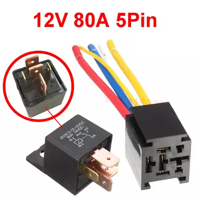 12V 80A 5Pin DC AMP SPDT Car Relays + Socket Car Starter Auto Relay Universal • $4.28