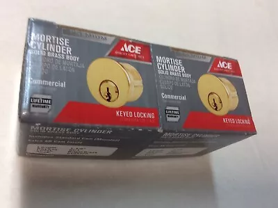 2 Pack Ace Mortise Cylinder Solid Brass Body Keyed Locking 1-1/8  SC1 5405329 • $16.99