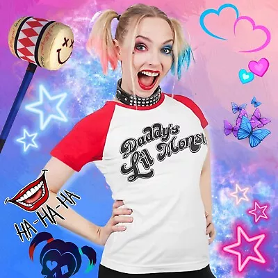 Suicide Squad Harley Quinn Daddys Lil Monster Cosplay T-shirt Womens Medium Red • $17.99