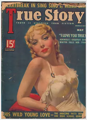 True Story Magazine MAY Of 1936  Cover IDA LUPINO Painted By Tchetchet Rough • $10.99