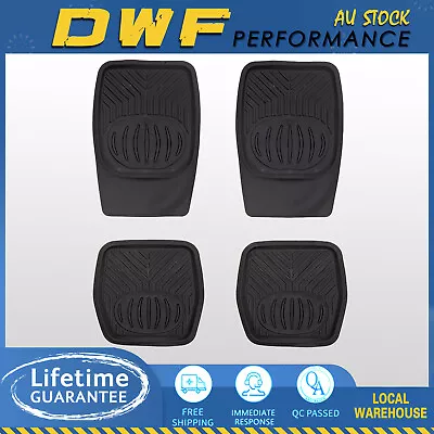 Black Universal 4 Pack Deep Dish Rubber Floor Mats Fit Premium Waterproof Carpet • $100