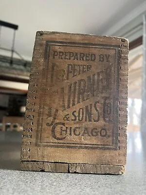 Antique DOVETAIL Advertising Wood Box Dr. Peter Fahrney & Sons Co. Chicago IL • $49.99