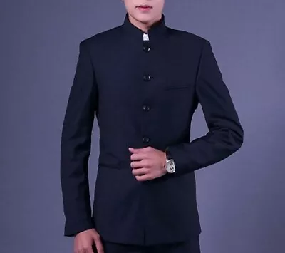 Mens Single Breasted Mao Suit Oriental Chinese Tunic Jackets Blazers Slim Coat • $101.38