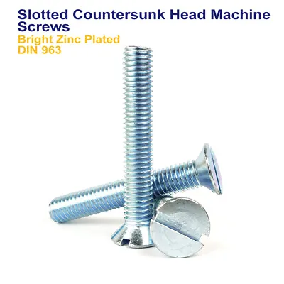 M4 X 100mm SLOTTED COUNTERSUNK MACHINE SCREWS ZINC PLATED GRADE 4.8 DIN 963 • £74.29