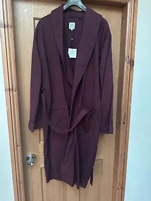 JOHN LEWIS Mens Pure Cotton Waffle Robe - Medium - Burgundy - NEW • £39.90