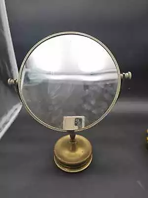 Vintage Ornate Weighted Brass 10  Vanity Two-Sided Mirror - Magnifying One Side • $14.96