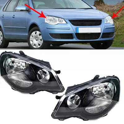 Pair Front Bumper Fog Light Black Headlight Assembly For VW POLO 9N3 2006-2010 • $229.15