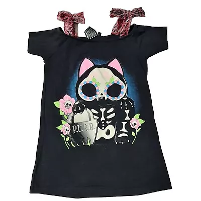 Too Fast Brand Kitty Cat Cheetah Bow TShirt Top Visual Kei Cyber Punk Goth Small • $35