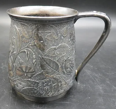 Rogers & Bro #141 Hard White Metal 3 3/8  Heavy Cup - Floral Design  VGC! • $22