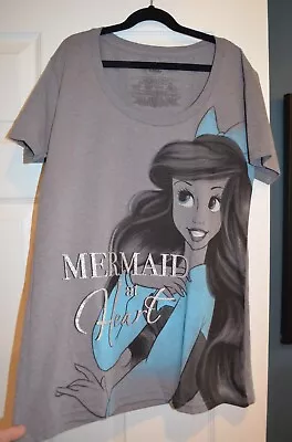 Disney Stores Ariel Mermaid At Heart Grey T-Shirt Large • $8