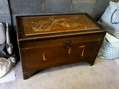 Camphor Wood Chest 41  X 25  X 21 .  Good Condition. Hinged Lid. • £79