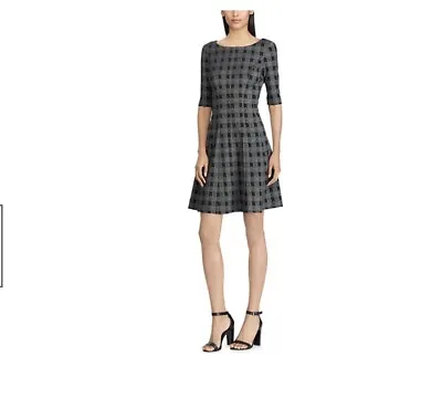 $18.95 • Buy Chaps Woman’s Checked Fit & Flare Dress Size Medium