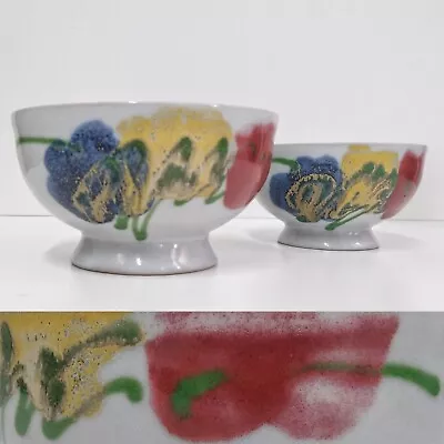 JANICE TCHALENKO Studio Pottery Bowls 1970s 1980s Abstract Poppies • £48