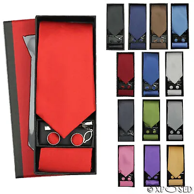 £8.99 • Buy Mens 4 Piece Tie Set Gift Box Tie Cufflinks Pocket Square Tie Clip Wedding Party