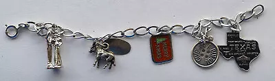 Vintage  7  Sterling Chain Link Charm Bracelet With 5 Charms 3 Are Sterling • $35