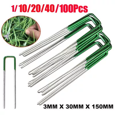 10/100X Heavy Duty Trampoline U-Shaped Metal Wind Stake Pegs Tent Ground Anchor • £5.14