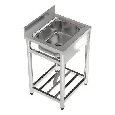 Stainless Steel Kitchen Sink Wash Basin Outdoor Washing Up Bowl W/ Drainage Hose • £69.95