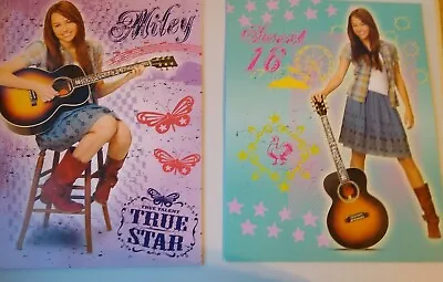 Hannah Montana Miley Cyrus Lot Of 2 Cardboard 3-Ring Compatible Folders   • $11.99