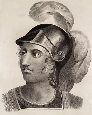 Antique Drawing Greek General Epaminondas Warrior Man Spartans 19th Century SGND • $279