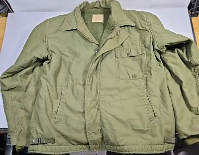 VTG USN DECK JACKET US Military Field Cold Weather Coat  Alpha Sz L  • $123.21