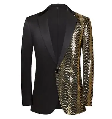 Men's Blazer Jackets Sequins Shiny Casual Suits Trendy Suits V-Neck One Button • $67.93