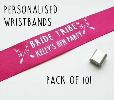 Personalised Hen Party Bride Tribe Wristbands - Name Bride Arrows Festival Band • £12.95