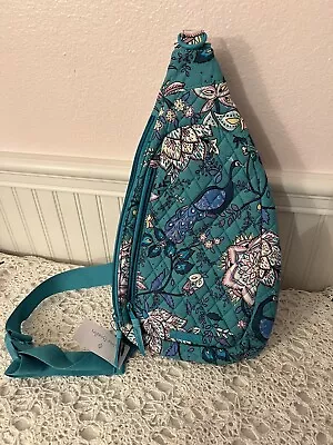Vera Bradley Essential Sling Backpack Peacock Garden MSRP $79 ~ NWT • $45