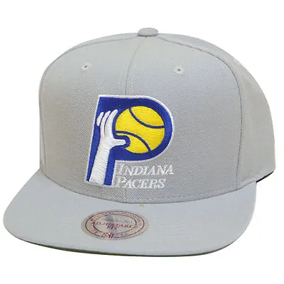 Mitchell & Ness NBA Indiana Pacers Gray Team Logo Old School Snapback Cap Hat • $19.95