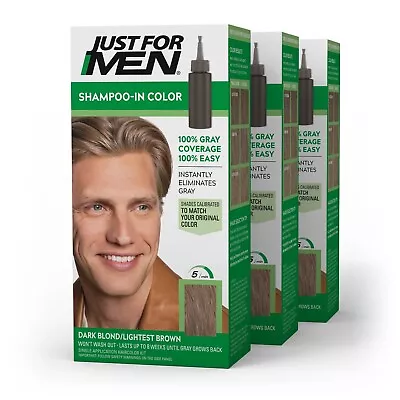 Just For Men Shampoo-in Hair Dye For Men H-15 Dark Blond/Lightest Brown 3 Pack • $22.85