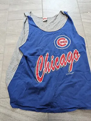 Vintage 1989 Chicago Cubs Nutmeg Mills Blue Tank Top Size XL  • $15