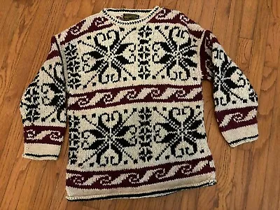 Vintage Rey Wear Ecuadorian Sweater Mens Xl Hand Made 100% Wool Chunky Knit • $29.99