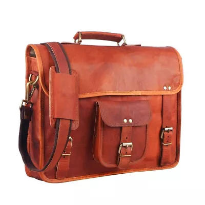 Genuine Vintage Brown Men's Leather Messenger Bag Shoulder Laptop Bag Briefcase • $60