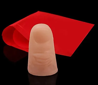 Magic Trick Plastic Thumb + Red Silk Vanishes And  Reappears Like Real Finger UK • £3.99
