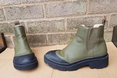 Zara - Green Chelsea Style Chunky Ankle Boots/ Rain Boots  Size 3.5 Uk/  Used  • £2.99