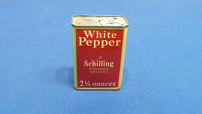 Vintage Schilling White Pepper Spice Tin 1930’s • $7
