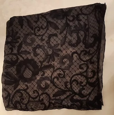 Valentino Silk Scarf Black Grey Sheer Large Exquisite Quality  • £50