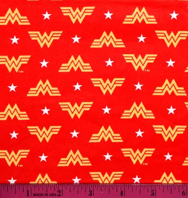 Wonder Woman Logo Fabric - HALF YARD - 100% Cotton - Quilting Sewing Superhero • $4.98