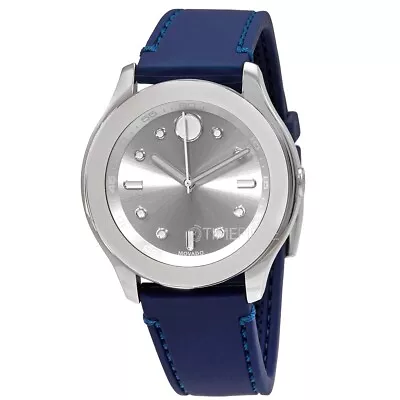 Movado Bold 3600716 Trend Silver Dial Stainless Blue Silicone Band Womens Watch • $179.99