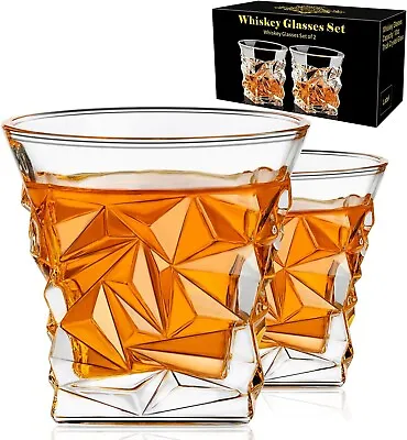 Bourbon Glass Set Of 2 Old Fashioned Whiskey Glasses Tumbler 10 OZ Rock Barware • $12.99