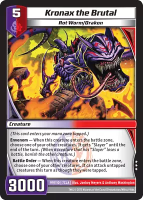 Kaijudo X1 KRONAX THE BRUTAL Rare #99/110 7CLA Clash Of The Duel Masters - 2013 • $1.04