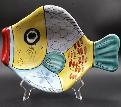 Vietri Italian Colorful Ceramic Fish Shaped Dish/Wall Plaque 10  Long      L3a • $29.99