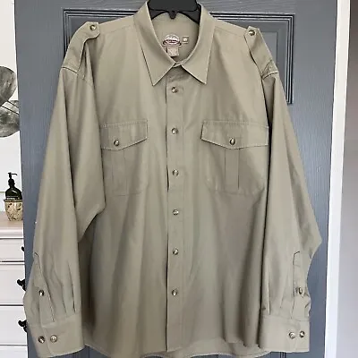 Cabelas Safari Series Men’s 2XL Reg Utility Long Sleeve Shirt Khaki Green • $17