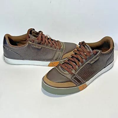 Marc Ecko Cut And Sew Brown Leather Casual Shoes W/ Skull And Scissors Men’s 8.5 • $29