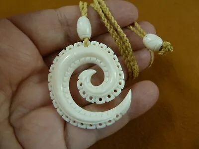 IBP-19a MAORI Style Circle Of Life FISH HOOK Water Buffalo PENDANT Necklace • $20.99