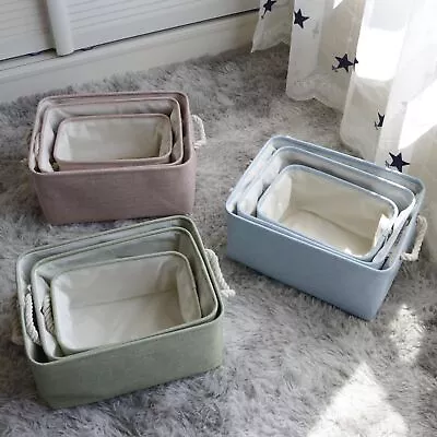 Foldable Storage Box Fabric Canvas Toys Cosmetic Holder Basket Desk Organiser • £6.33