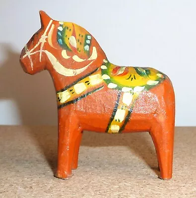 Vintage Swedish Dala Horse Antique Carved Wood Hand Painted Approximately  3” • $32.50