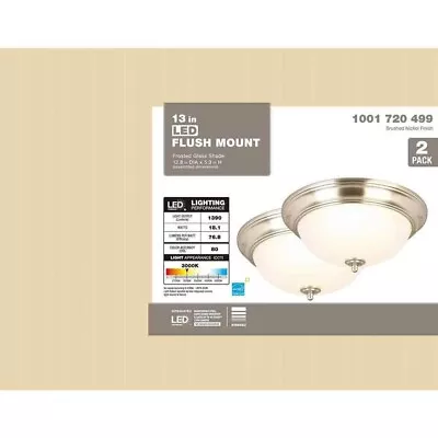 Commercial Electric 13  Brushed Nickel Flush Mount Light Fixture 2 Pack Frosted • $19.99