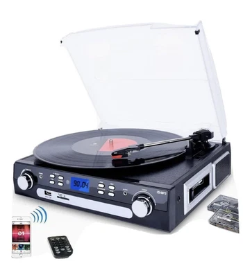 DIGITNOW! All In One Bluetooth Cassette Radio USB Aux In Record Turntable M36 N • £43.99